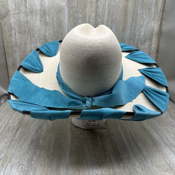 Pat Dahnke Western Gus Hat Womens Size 7.25 Straw Suede Turquoise Western $425‎ main image 6